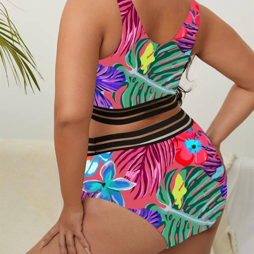 Biquíni plus size cintura alta cor rosa